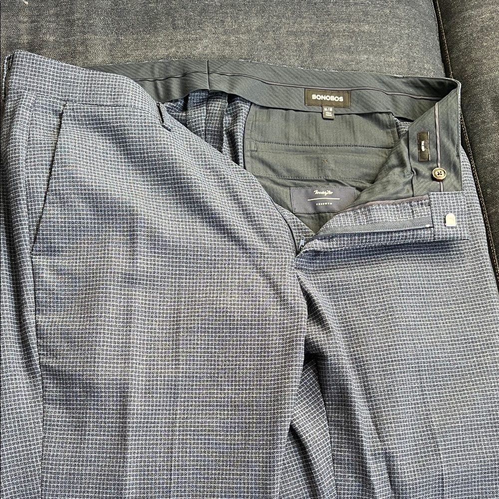 Bonobos Navy Checkered Trousers